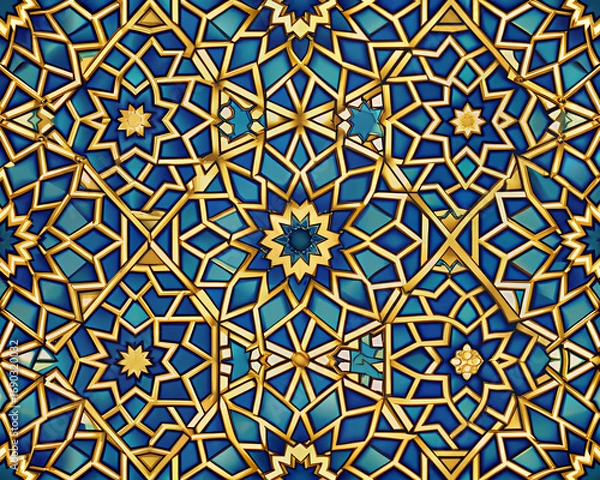 Obraz Seamless pattern with Islamic geometric shapes   