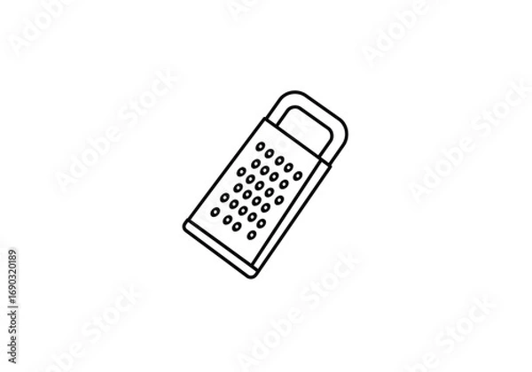 Fototapeta Graters drawing. It is a simple line art sketch of a grater, a kitchen utensil used to shred and grate food items such as cheese and vegetables. Vector sketch line art draw.