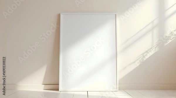 Obraz An empty frame leaning against a wall in the afternoon light.