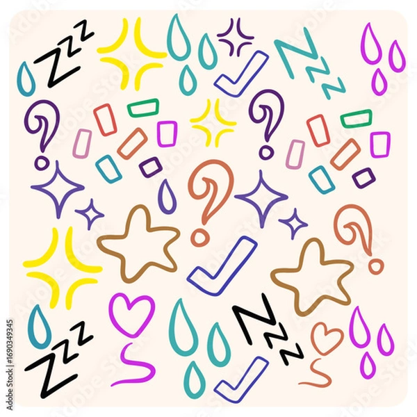 Fototapeta Colorful Random Doodles with background cream