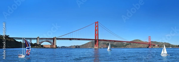 Fototapeta Panoramic view of Golden Gate Bridge in San Francisco, California USA