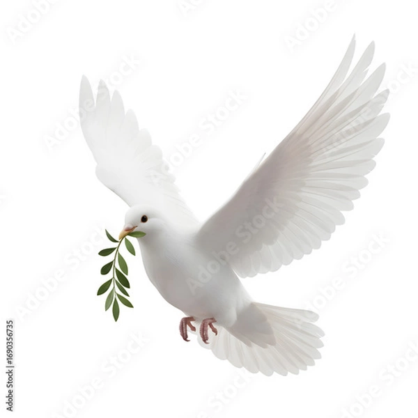 Fototapeta Peace Dove set against a white backdrop. 3D rendering