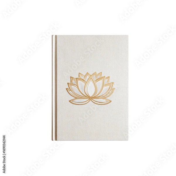 Obraz Elegant Beige Notebook with Gold Lotus Flower Design - Mindfulness and Meditation Journal