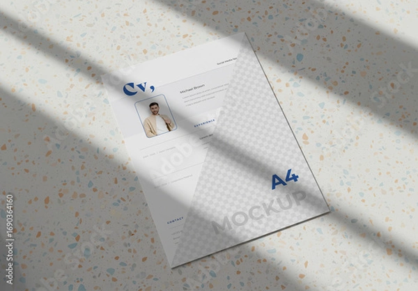 Obraz A4 Mockup On Terrazzo Background