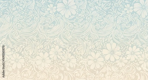 Fototapeta Soft floral pattern with a gradient from light blue to beige