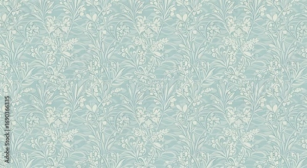 Fototapeta Abstract light blue and white textured floral pattern background