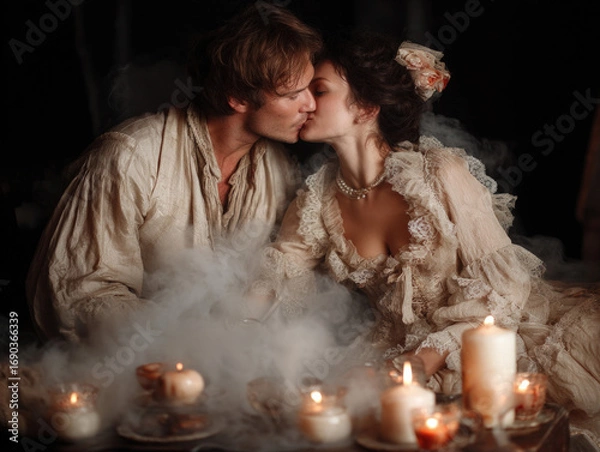 Fototapeta A romantic scene with supernatural or ghostly elements