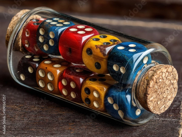 Fototapeta Dice Shaker: A container with dice inside being shaken for a game