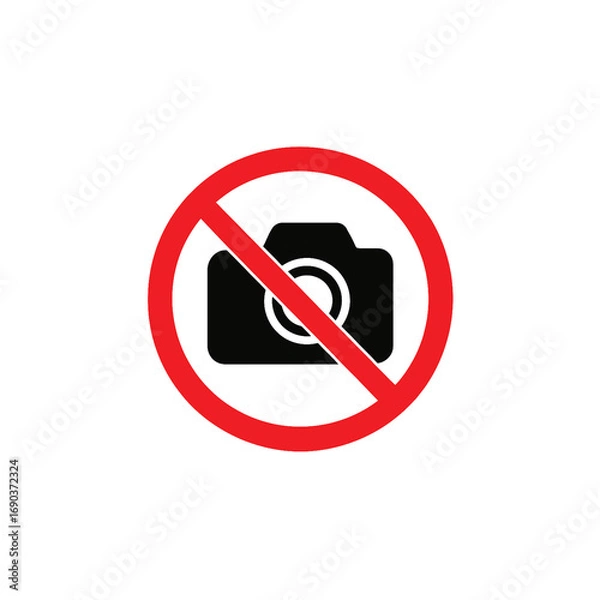 Fototapeta 撮影禁止のカラーアイコン、素材、イラスト、背景なし、資料作り、標識