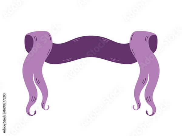 Obraz Curved Halloween ribbon banner with distressed torn edges and creepy fabric look. Ideal for party decoration, invitation, poster, spooky frames, and festive autumn design. Flat vector illustration.