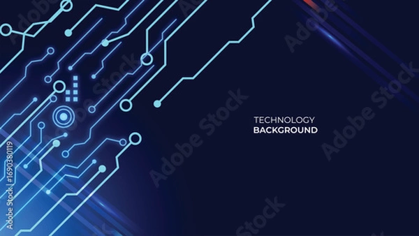 Obraz Abstract neon line structure circuit computer technology background
