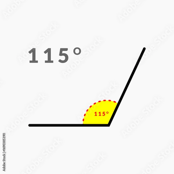 Fototapeta 115 degree angle icon in mathematics