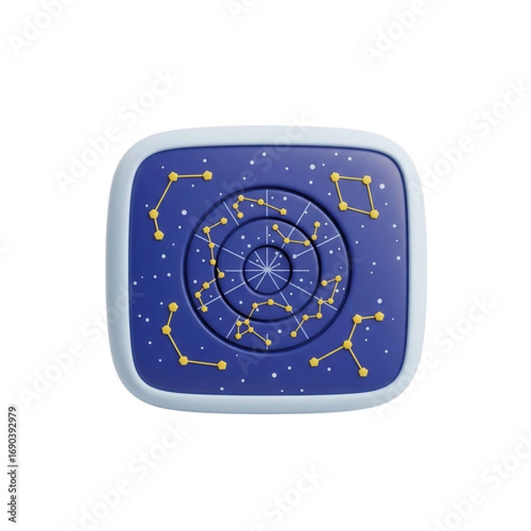 Fototapeta Artistic Render Of Night Sky Constellations On A Transparent Background In Dark Blue