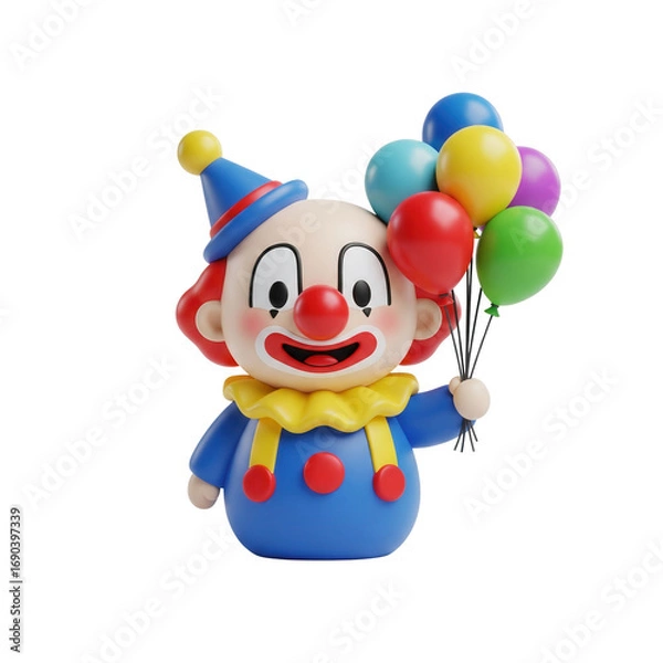 Fototapeta Cheerful Clown Character Holding Balloons On A transparent Background For Festive Occasion