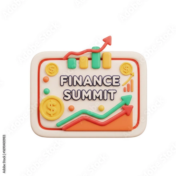 Fototapeta Finance Summit Presentation With Data Analysis Charts and Coin On Transparent Background