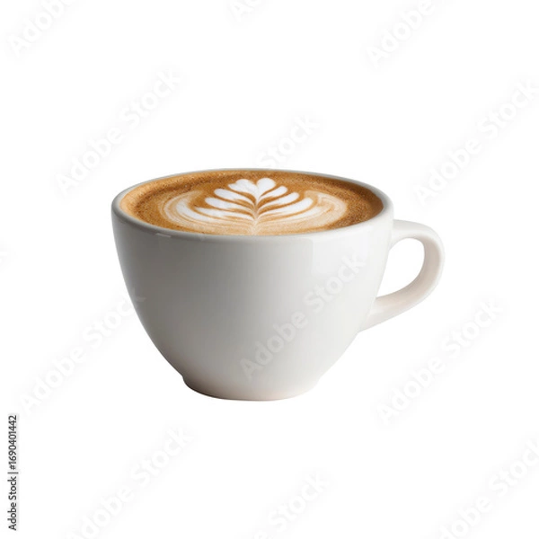 Obraz Aromatic Latte Art A Perfectly Crafted Cappuccino in a White Cup