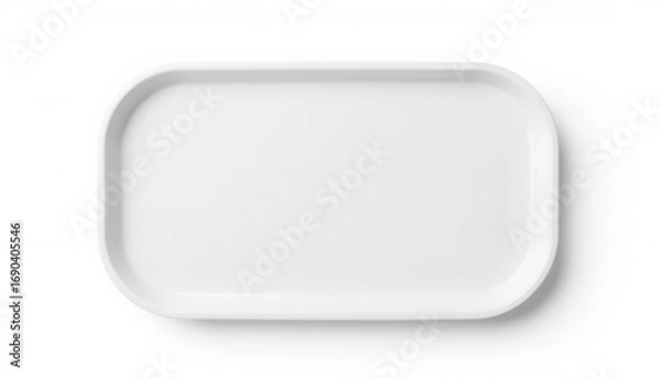 Obraz White rectangular ceramic serving tray in minimalist style  