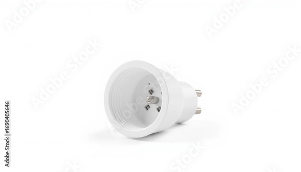 Obraz White screw-in light bulb holder on a plain background  