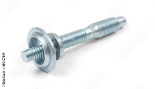Obraz Metal screw with washer on white background  