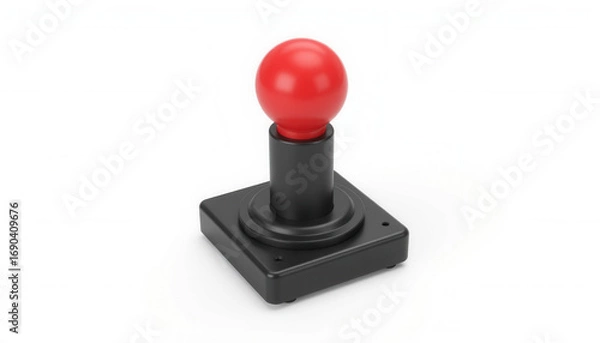 Fototapeta Classic red joystick controller on white background  