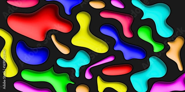 Fototapeta Colorful Abstract Fluid Shapes on Black Background