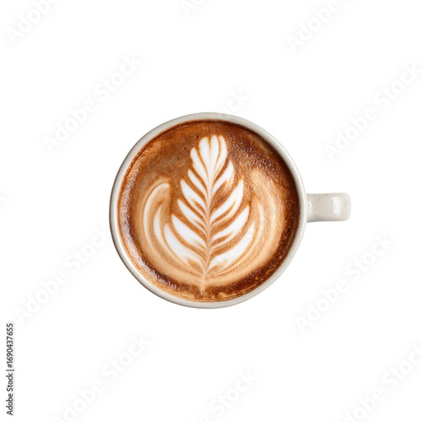 Obraz Overhead View of Latte Art in a Coffee Cup