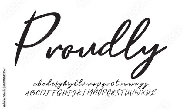 Obraz Proudly Elegant Signature Modern Handwritten Script Typeface. Luxury signature Font Calligraphy Logotype Script elegant Font Type lettering handwritten Font.vector illustration 
