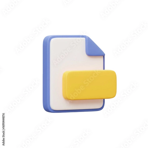 Fototapeta 3D Document with a Tag Icon on Transparent Background