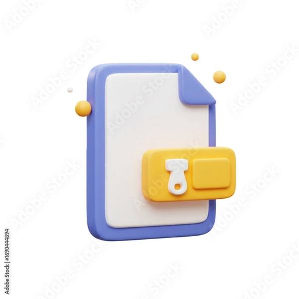 Fototapeta 3D Document with a Tag Icon on Transparent Background