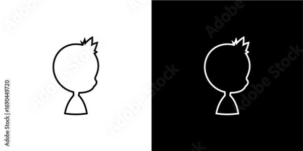 Fototapeta Simple black and white profile of a child's head.