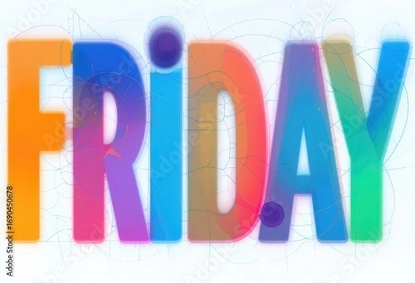 Fototapeta Friday word art with colorful translucent letters and a cracked glass effect