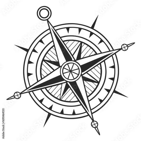 Fototapeta A navigational instrument showing direction relative to the geographic cardinal points, often in a brass housing.