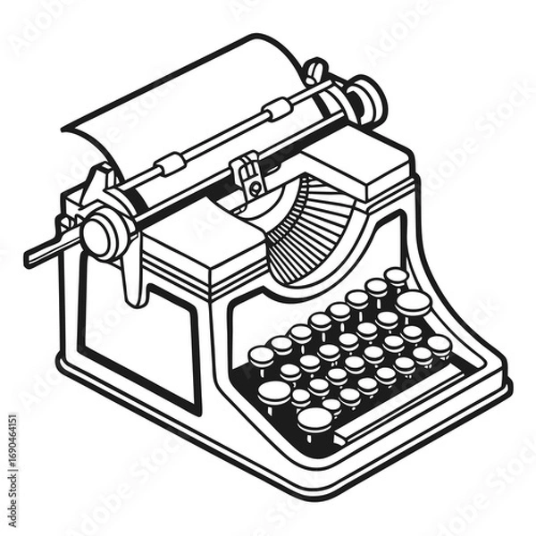 Fototapeta A mechanical or electromechanical device with keys that produce characters on paper through an inked ribbon.