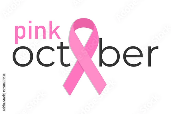 Fototapeta Pink October. Text design with pink ribbon. 