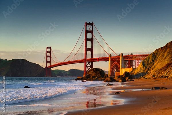 Obraz golden gate bridge - sunset baker beach