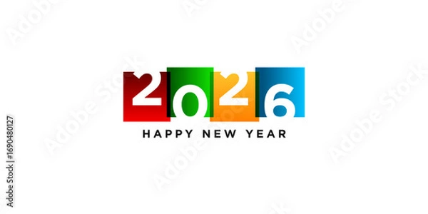 Fototapeta Celebrate the vibrant new year 2026 with this modern colorful design, perfect for festive greetings