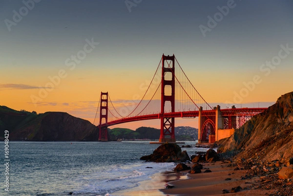 Obraz golden gate bridge - sunset - baker beach
