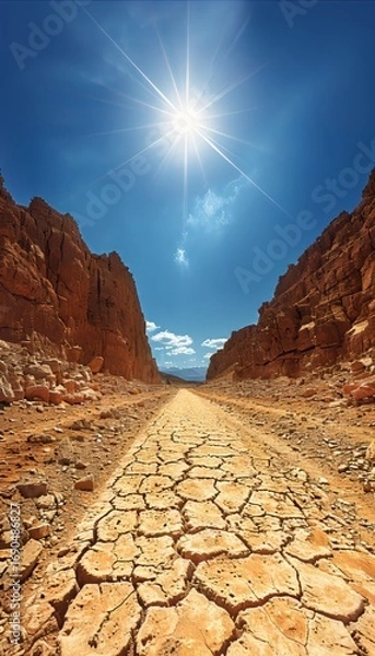 Fototapeta Stunning desert canyon showcasing layered red rock formations and dramatic shadows
