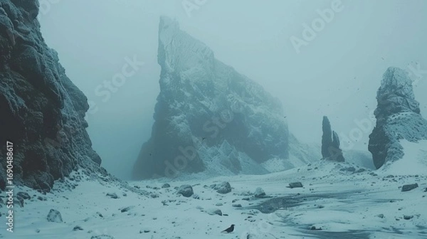 Fototapeta Majestic eagle soaring and diving through the powerful mountain winds in nature s splendor