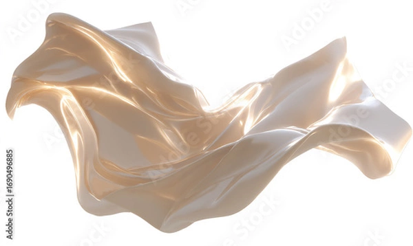 Fototapeta Light Gold Silk Rendering with Flowing Minimal Design