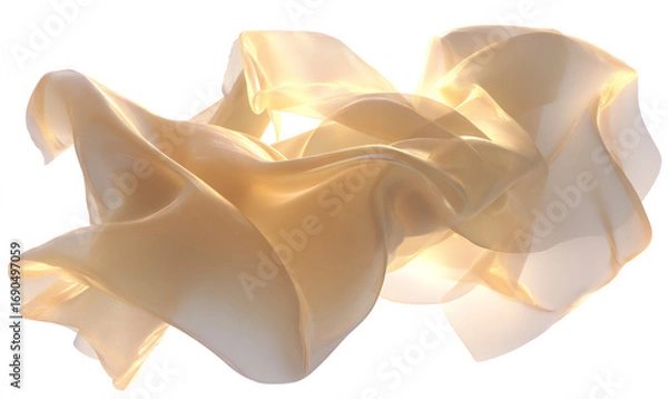 Fototapeta Light Gold Silk Rendering with Flowing Minimal Design
