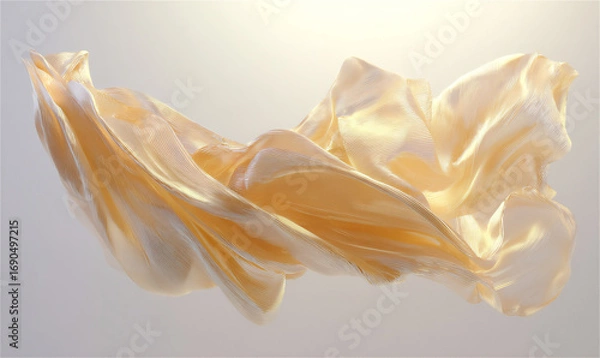 Fototapeta Light Gold Silk Rendering with Flowing Minimal Design