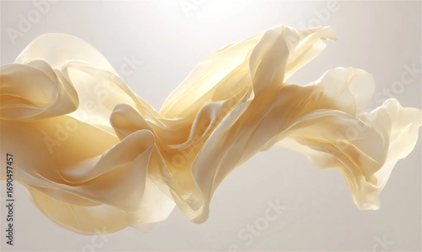 Fototapeta Light Gold Silk Rendering with Flowing Minimal Design