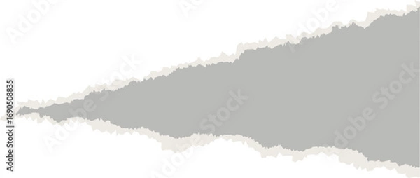 Obraz Torn paper with rip edges on gray background. Tear pieces of sheet. Notebook page for collage and scrapbooking. Vintage with rough element. Realistic patch for design