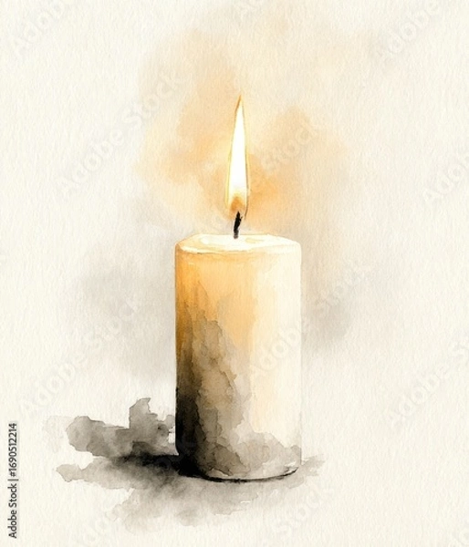 Fototapeta A candle is lit and the flame is yellow