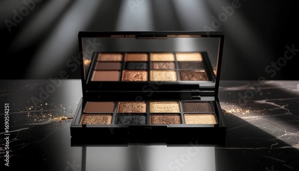 Obraz Glamorous eyeshadow palette with gold and bronze shades, luxury design