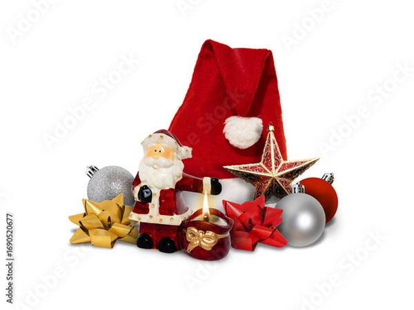 Obraz Christmas elements and decorations on transparent background