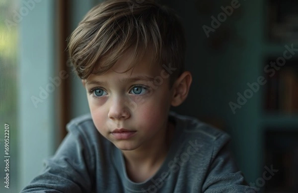 Obraz The thinking boy at the window