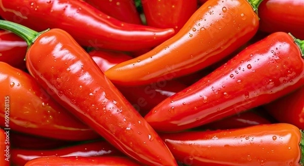 Fototapeta Macro Photo of Vibrant Piri-Piri Peppers with Oil and Spices, Intense Sensory Art