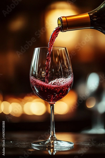 Obraz red wine pouring into glass